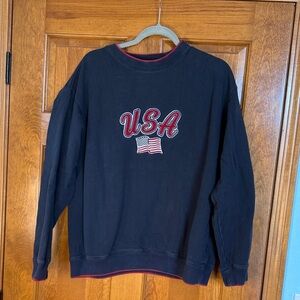 Croft & Barrow Navy Blue Crewneck Sweater with USA Design
